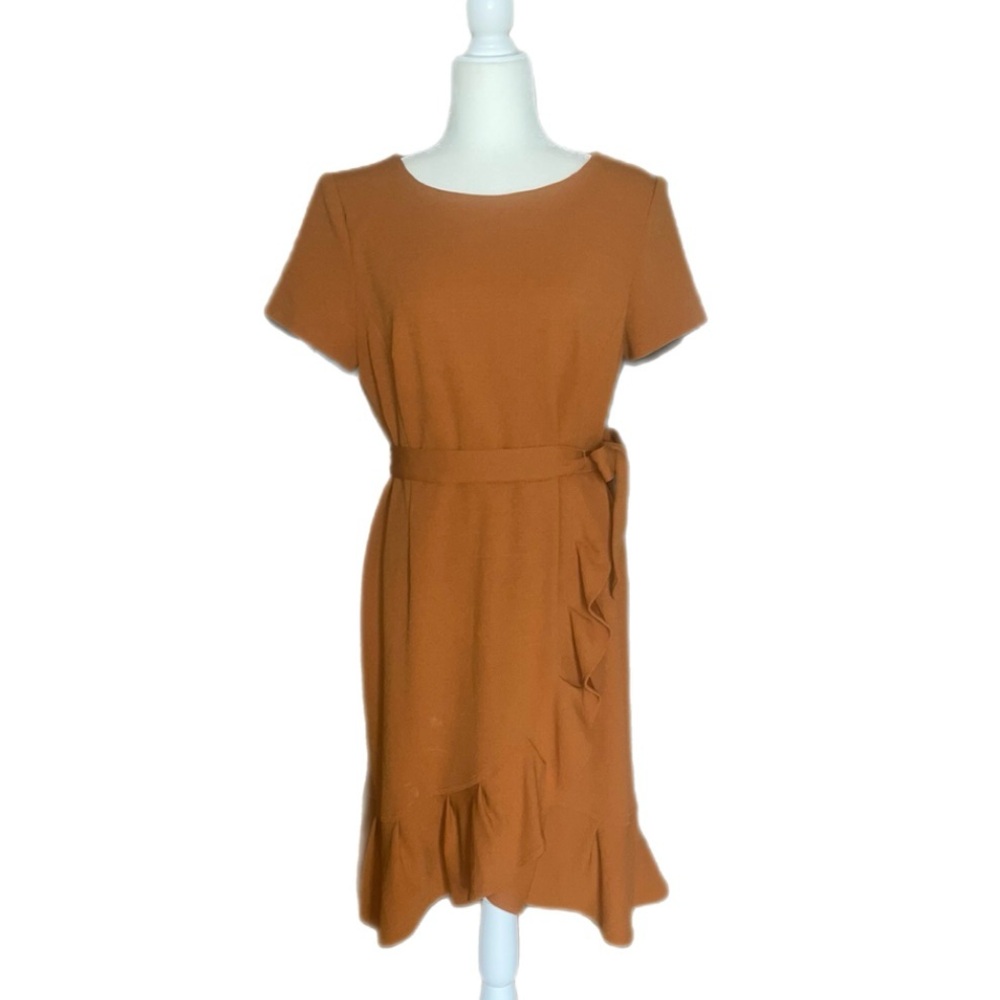 NWOT Calvin Klein Short Sleeve Ruffle Tulip Hem Tie Waist Dress Size 12